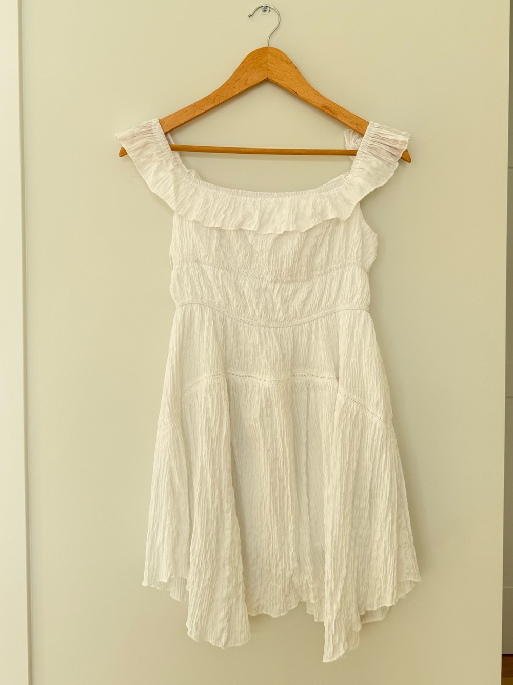 Urban Outfitters White Off Shoulder Ruffle Dress